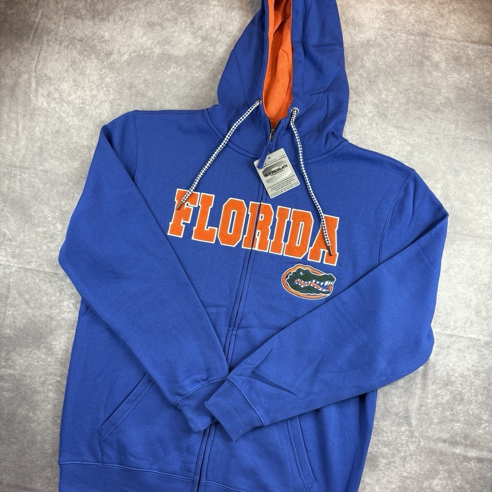Florida Gators Sweatshirt Mens L Blue Full Zip Spell Out College Preppy NEW